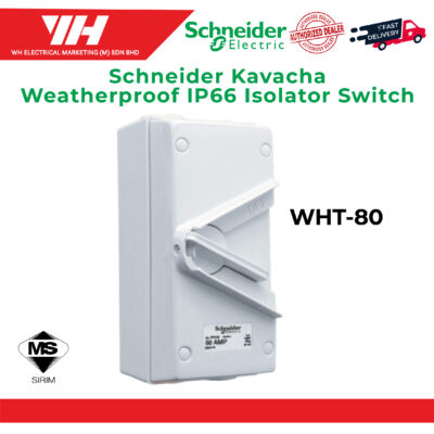 Schneider Kavacha Weatherproof IP66 Isolator Switch White (80A)