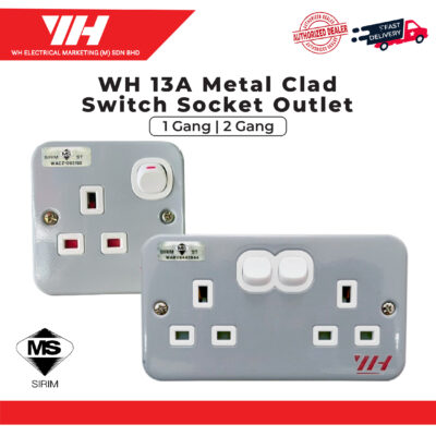 WH Metal Clad 13A / 13A 2 Gang Switch & Sockets